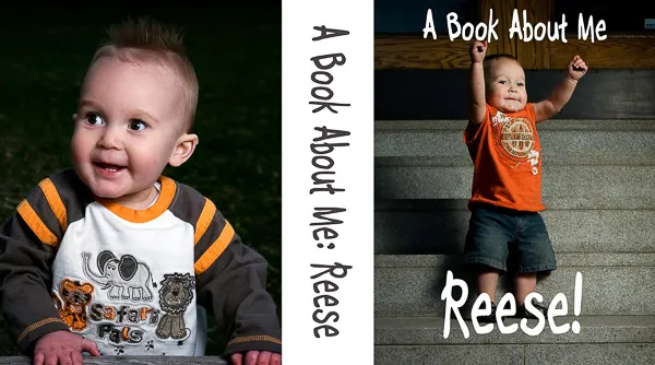 Cover design for the "A Book about me: Reese" custom book.