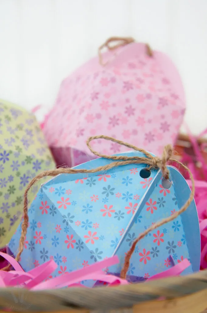 Easter basket with 3 Printable Egg Shaped Boxes
