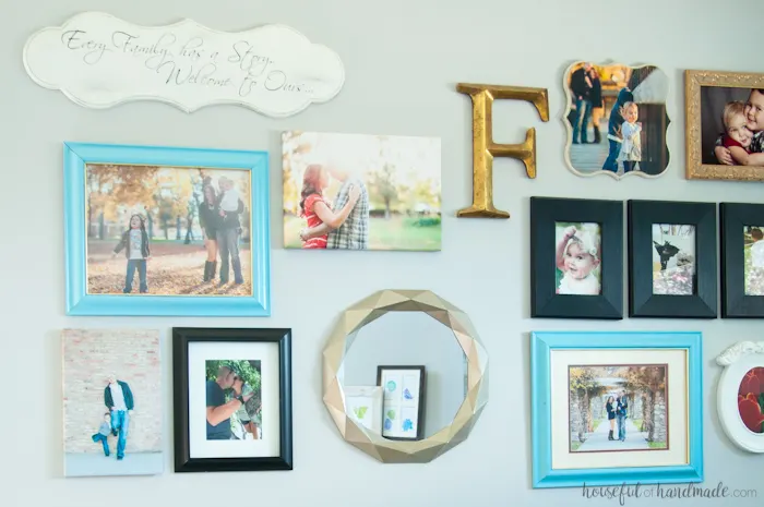 Gallery wall with diy Anthropologie paper mirror