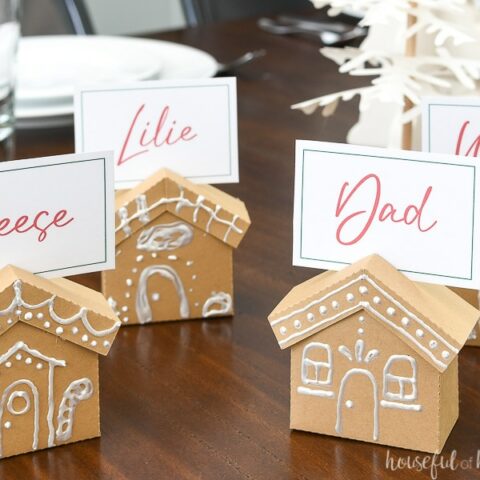 paper gingerbread houses with place cards