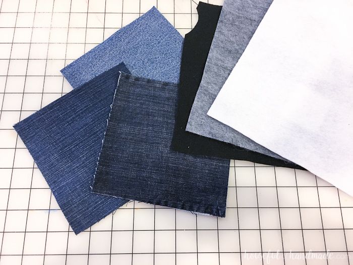 Scraps of denim from cut up jeans.