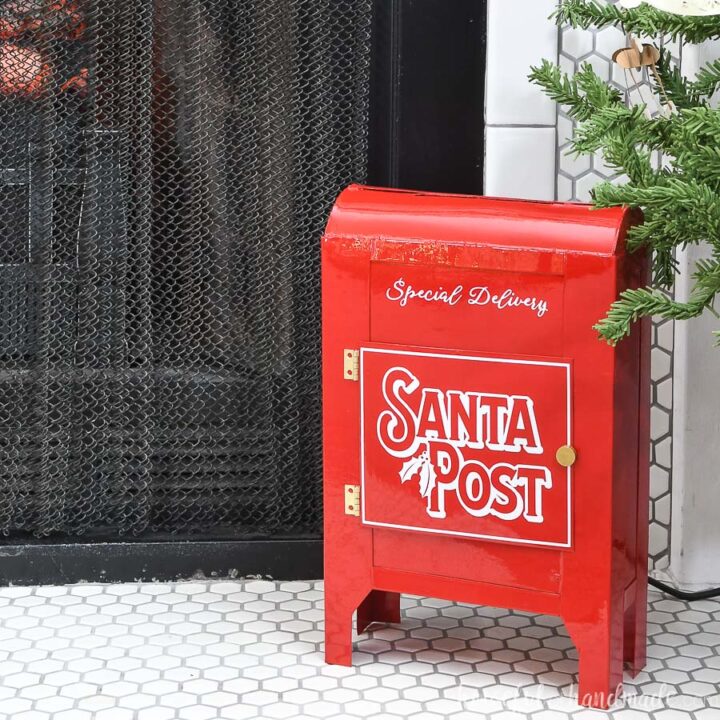 Shiny red Santa Mailbox DIY made from 2 cereal boxes!