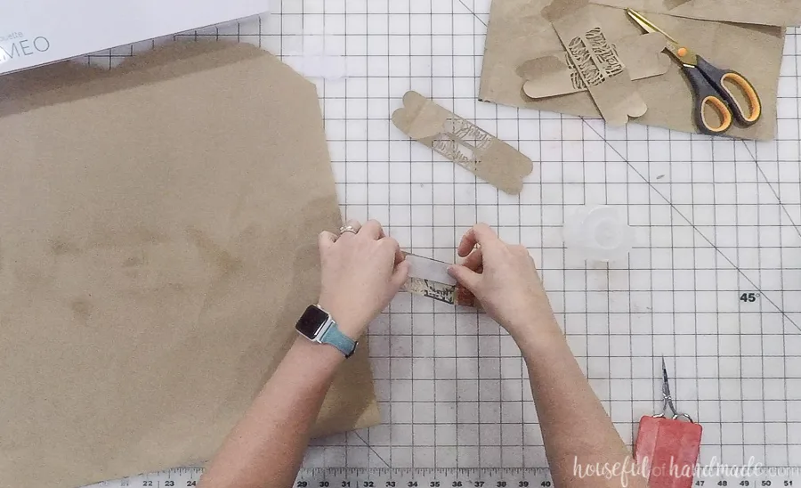 paper bag cut out for diy thankful napkin rings