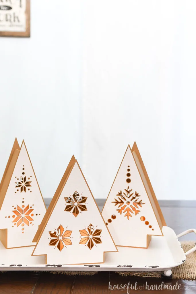 set of 3 nordic christmas tree paper lanterns
