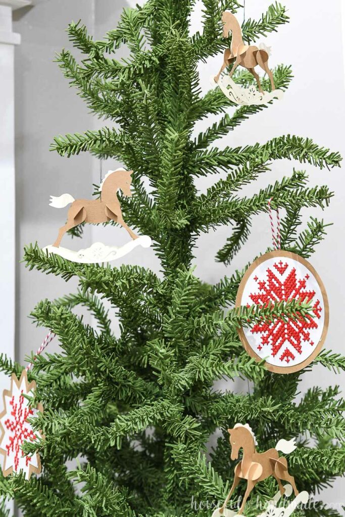 Christmas tree with paper ornaments