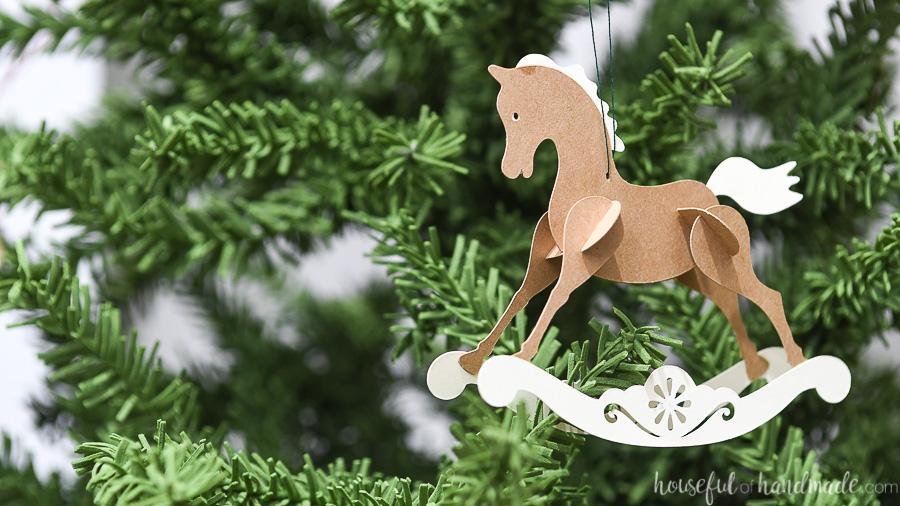 paper rocking horse on tree