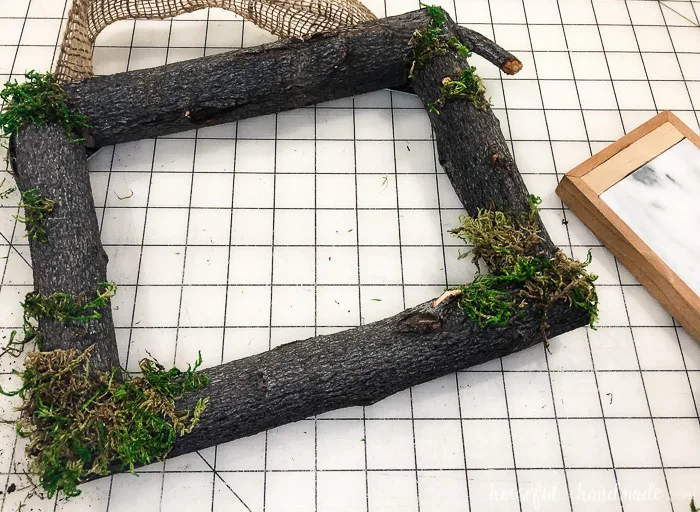 tree branch frame with moss
