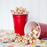 Chocolate Kettle Corn in red cups