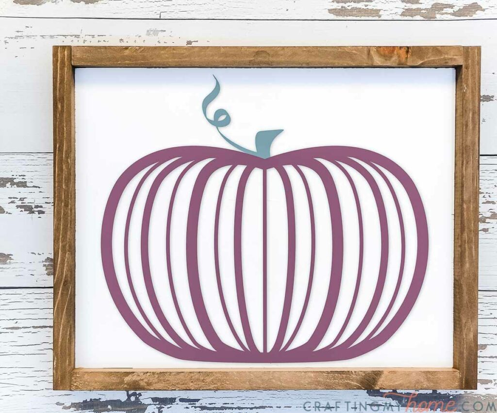 Short, plump pumpkin design as a vinyl fall sign. 
